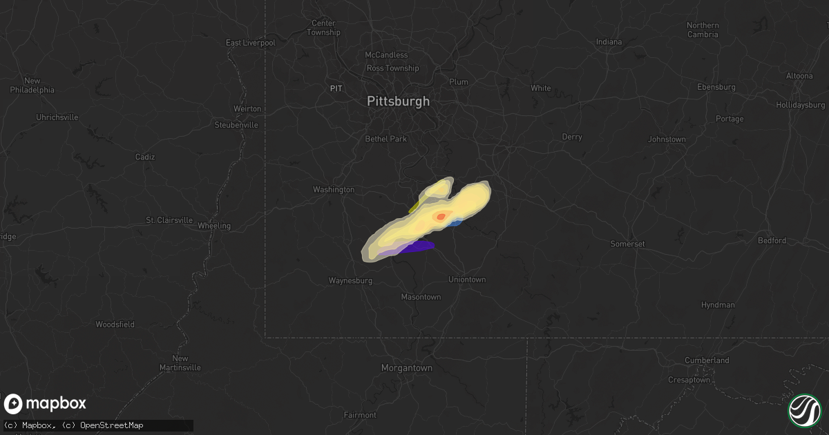 Hail map in Coal Center, PA on November 27, 2022