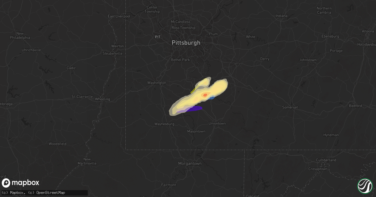 Hail map in Daisytown, PA on November 27, 2022
