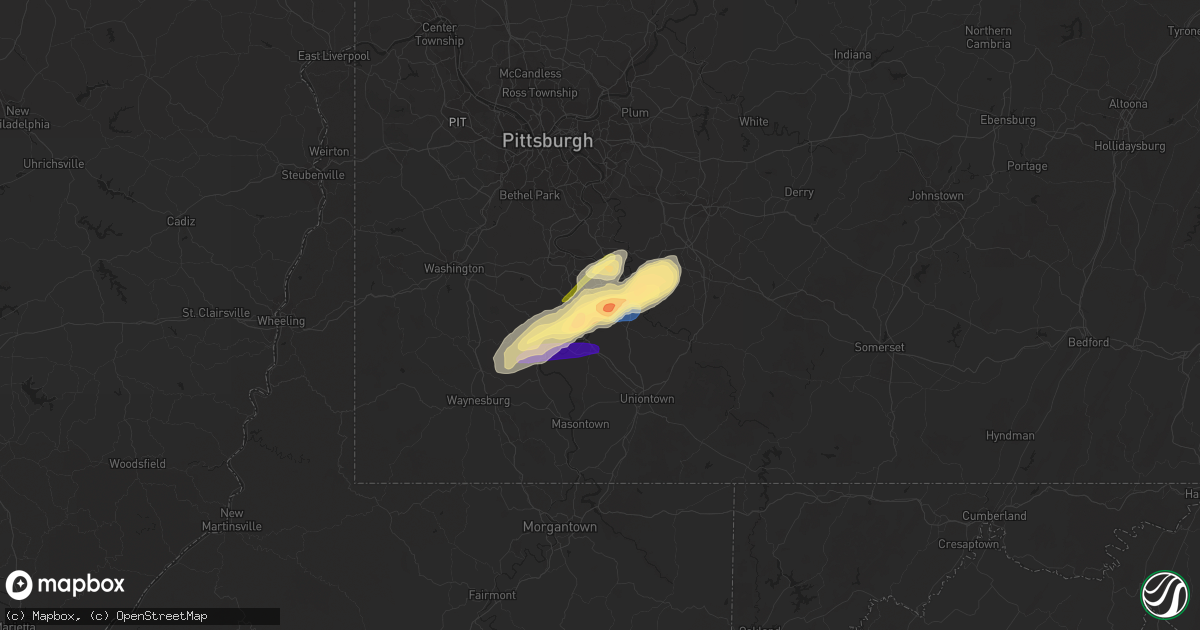 Hail map in Fayette City, PA on November 27, 2022