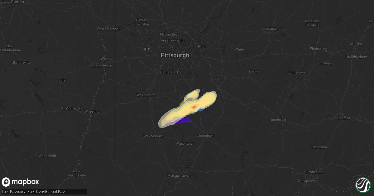 Hail map in Monessen, PA on November 27, 2022