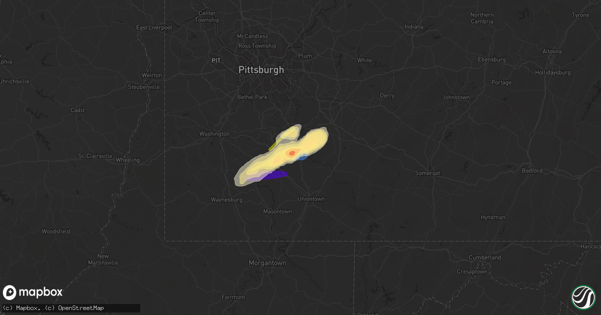 Hail map in Perryopolis, PA on November 27, 2022