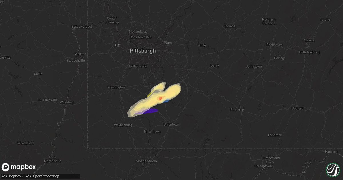Hail map in Smithton, PA on November 27, 2022