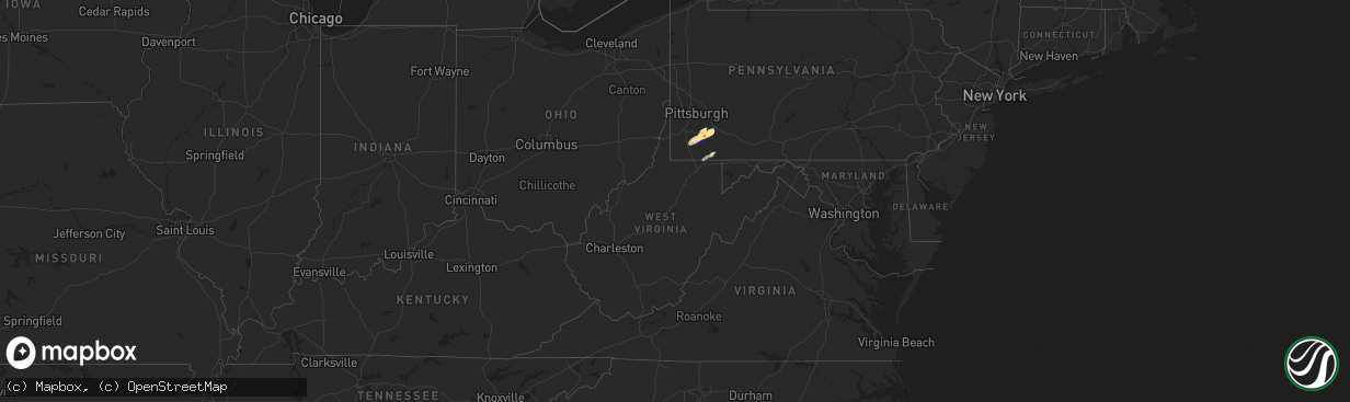 Hail map in West Virginia on November 27, 2022