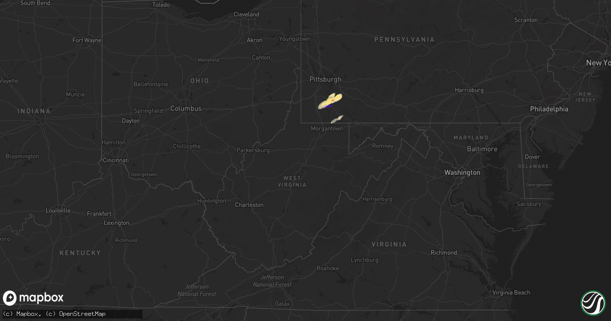 Hail map in West Virginia on November 27, 2022