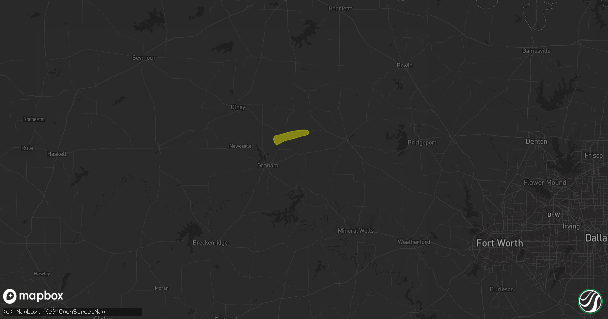 Hail map in Bryson, TX on November 28, 2016
