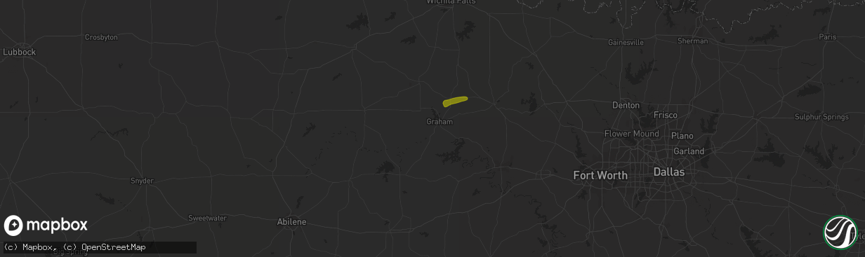 Hail map in Graham, TX on November 28, 2016