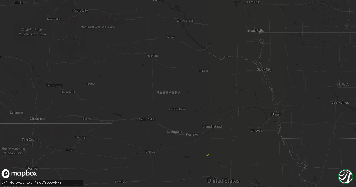 Hail map in Nebraska on November 28, 2016