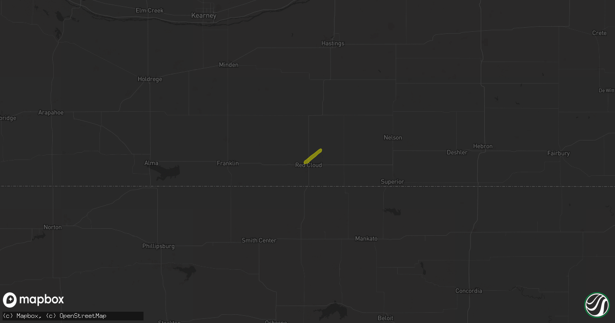Hail map in Red Cloud, NE on November 28, 2016