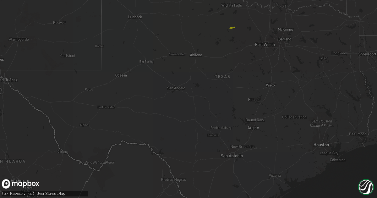 Hail map in Texas on November 28, 2016