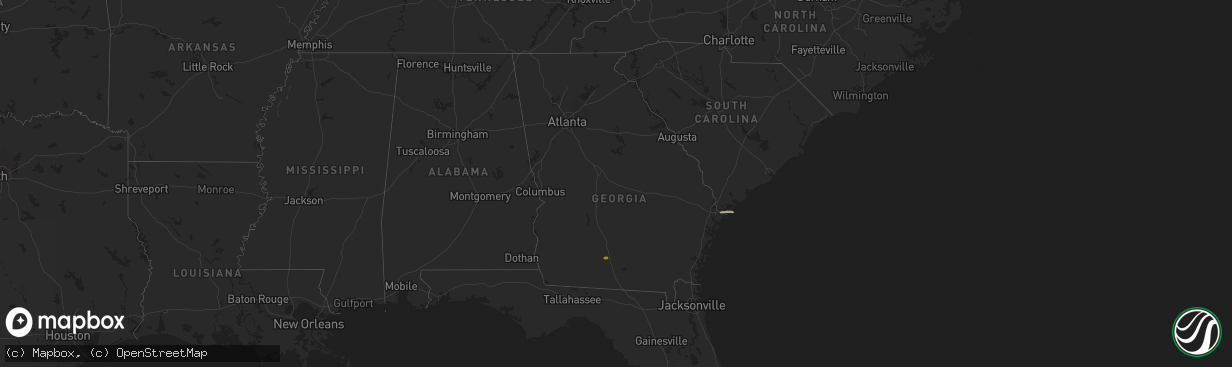 Hail map in Georgia on November 28, 2024