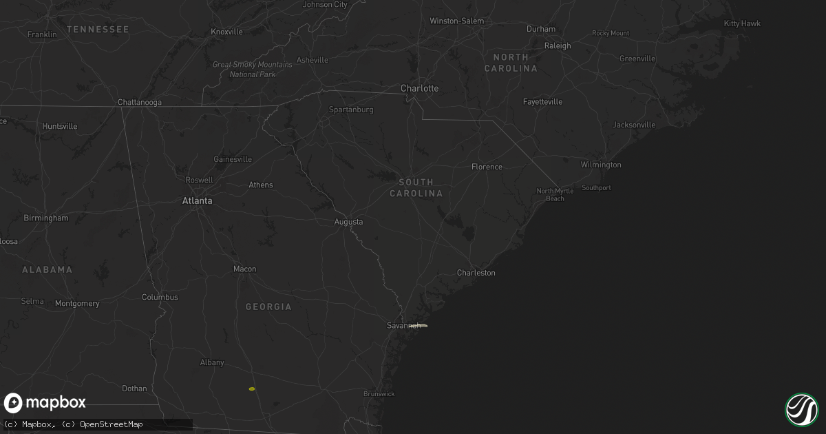 Hail map in South Carolina on November 28, 2024