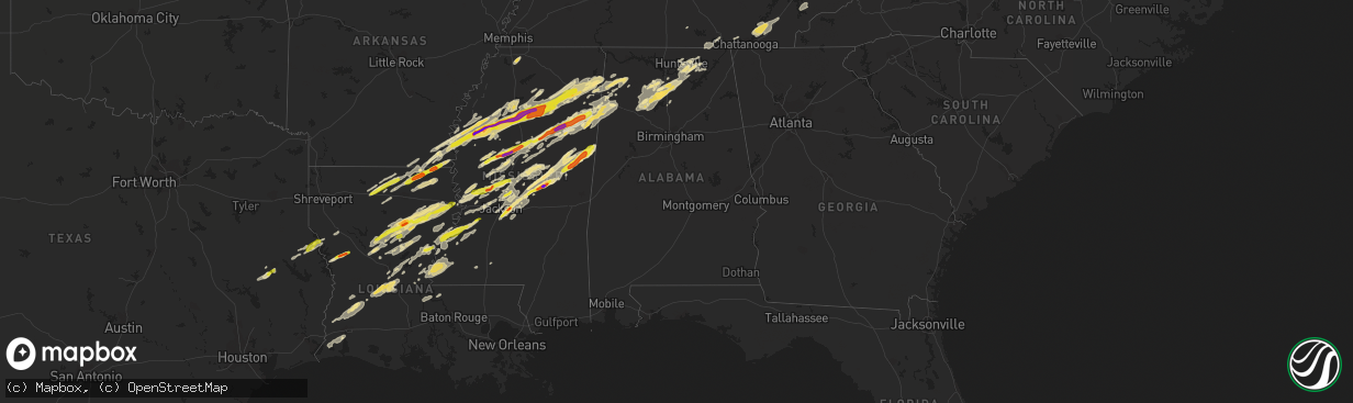 Hail map in Alabama on November 29, 2016