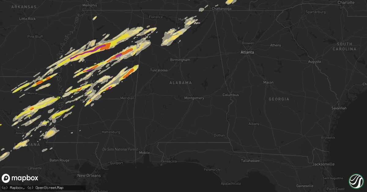 Hail map in Alabama on November 29, 2016