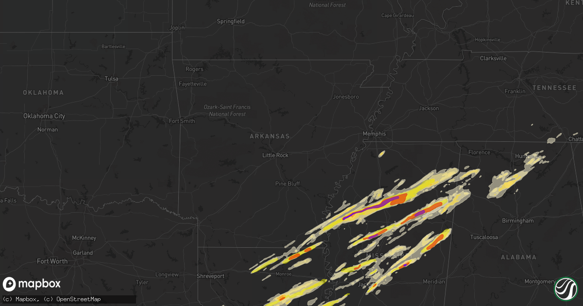 Hail map in Arkansas on November 29, 2016