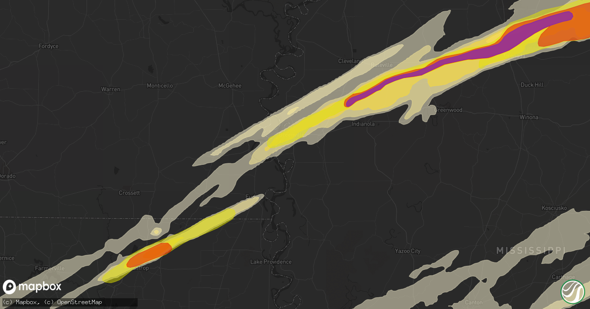 Hail map in Greenville, MS on November 29, 2016