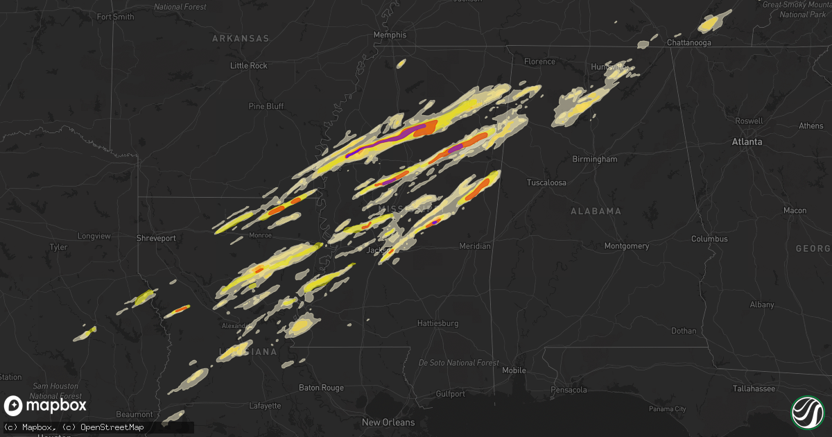 Hail map in Mississippi on November 29, 2016