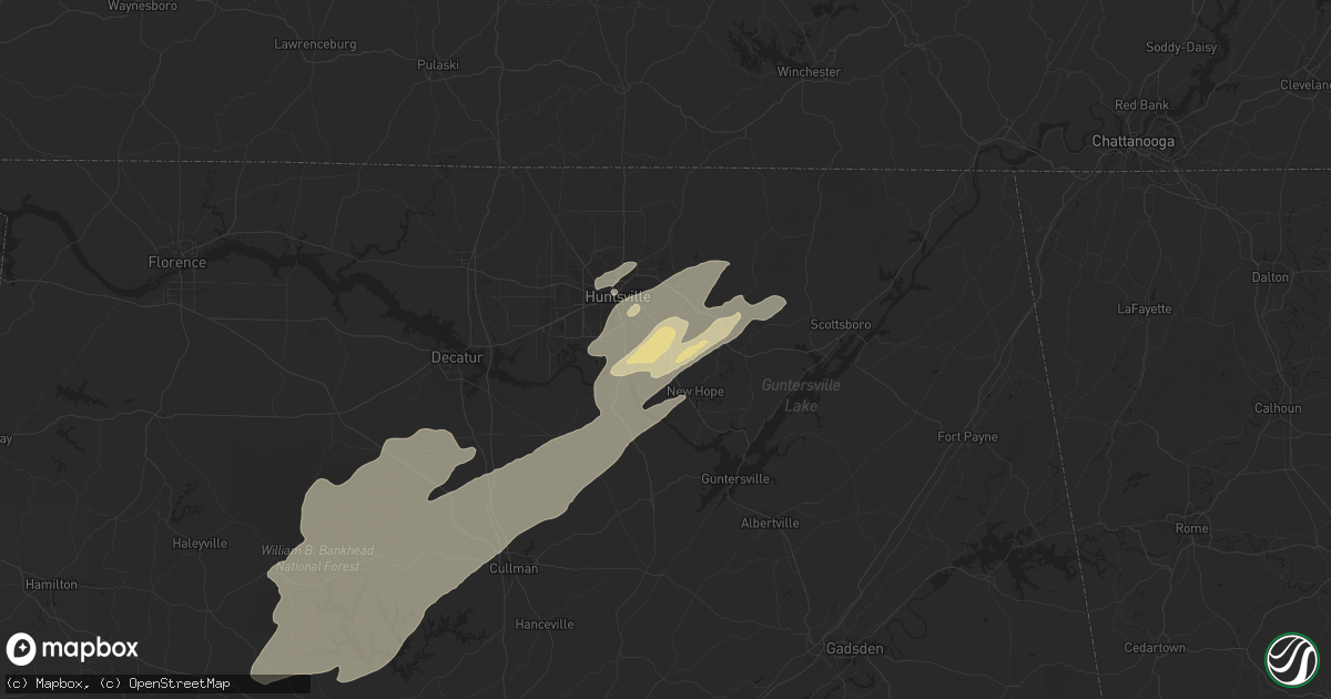 Hail map in Owens Cross Roads, AL on November 29, 2016