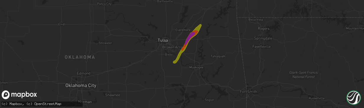 Hail map in Coweta, OK on November 29, 2019