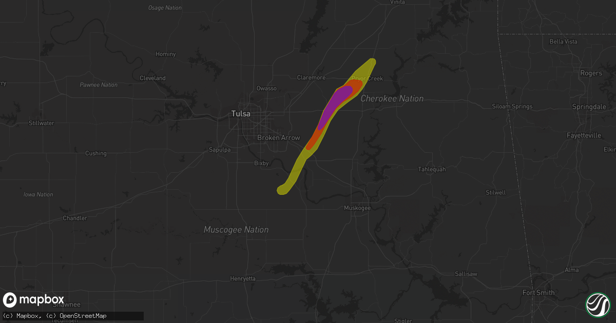 Hail map in Coweta, OK on November 29, 2019