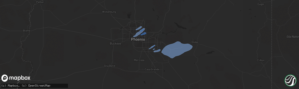 Hail map in Gilbert, AZ on November 29, 2019