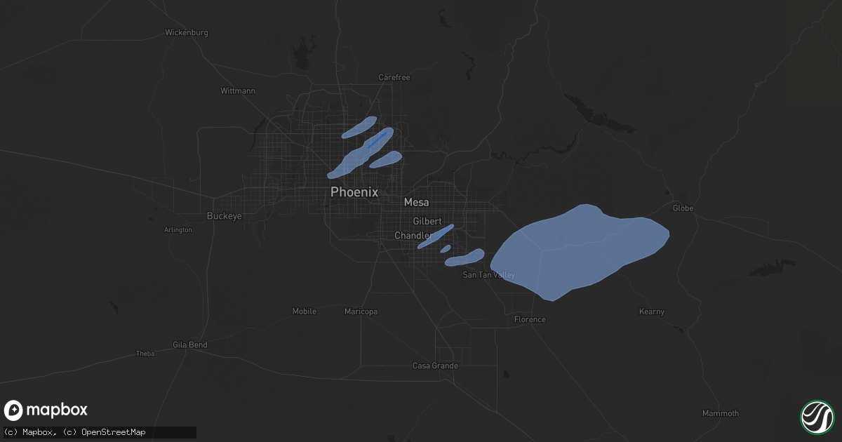 Hail map in Gilbert, AZ on November 29, 2019