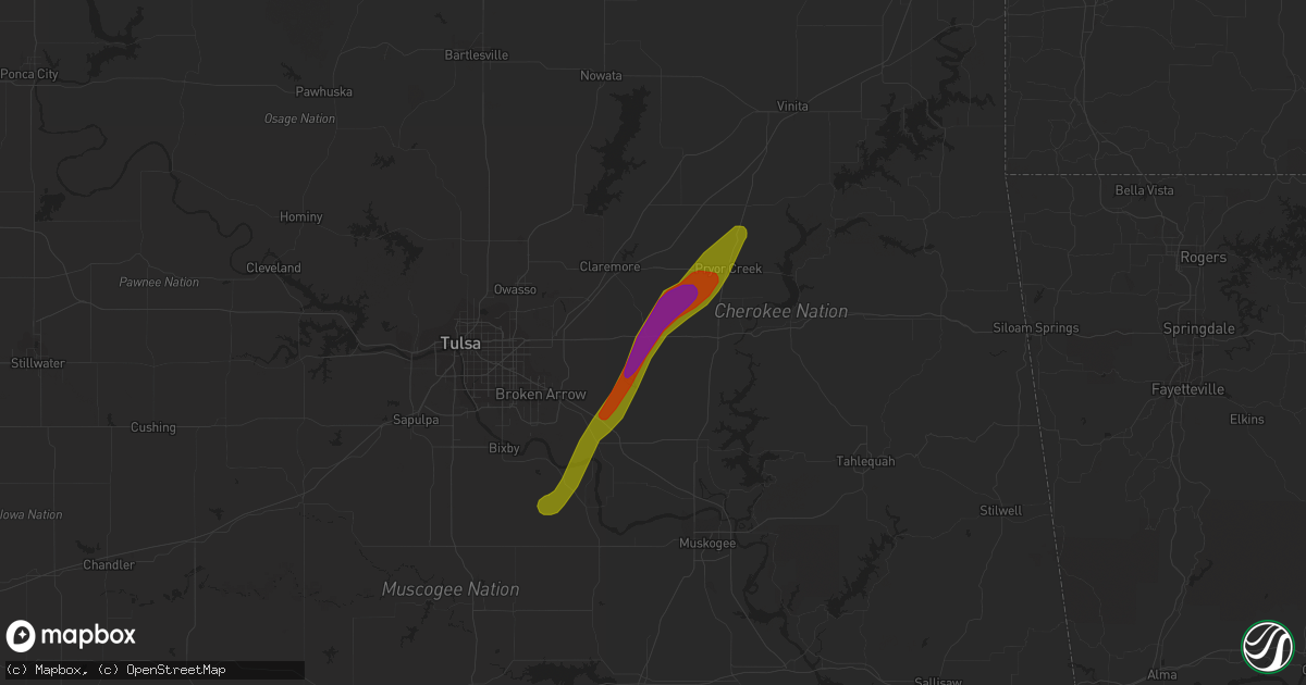 Hail map in Inola, OK on November 29, 2019