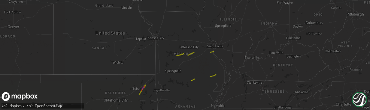 Hail map in Missouri on November 29, 2019