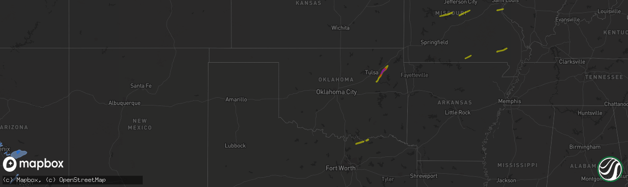 Hail map in Oklahoma on November 29, 2019