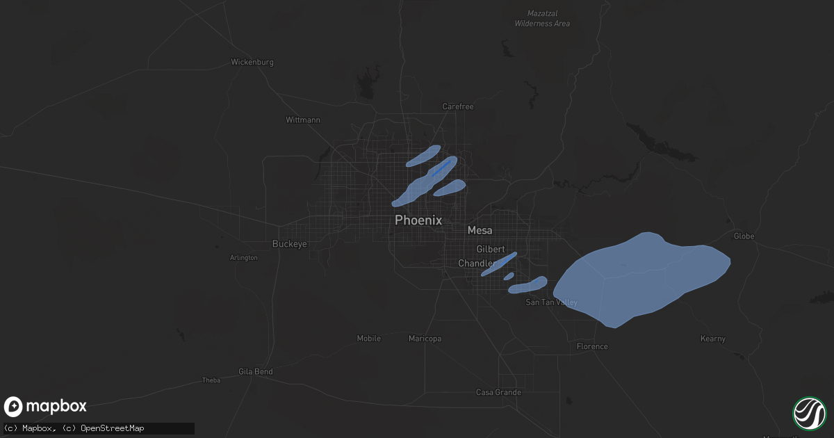 Hail map in Phoenix, AZ on November 29, 2019