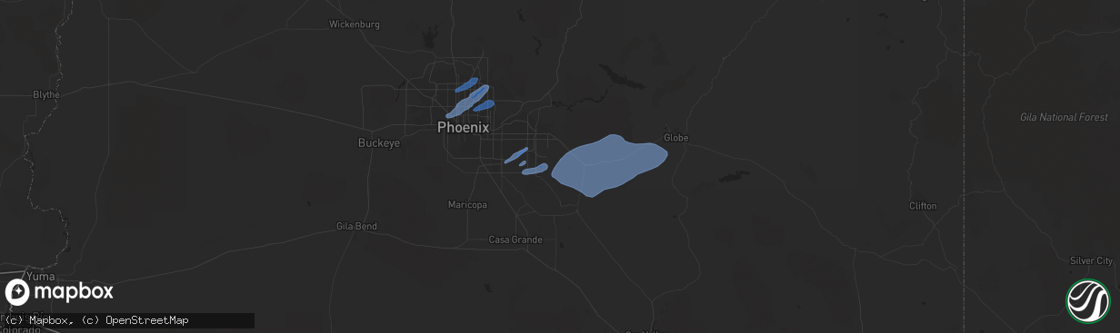 Hail map in San Tan Valley, AZ on November 29, 2019