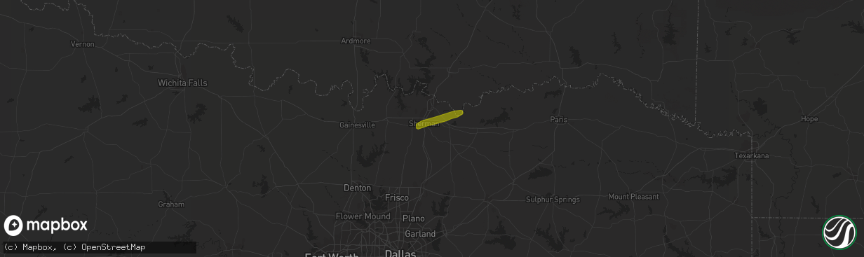 Hail map in Sherman, TX on November 29, 2019