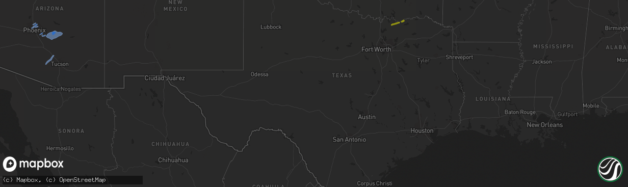 Hail map in Texas on November 29, 2019