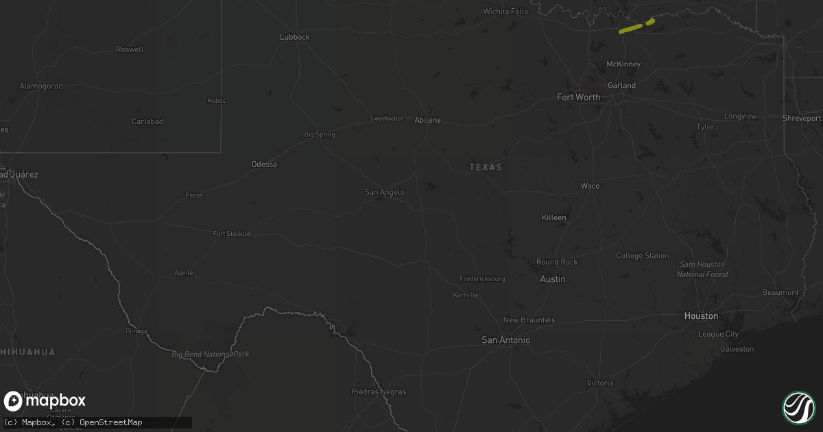 Hail map in Texas on November 29, 2019