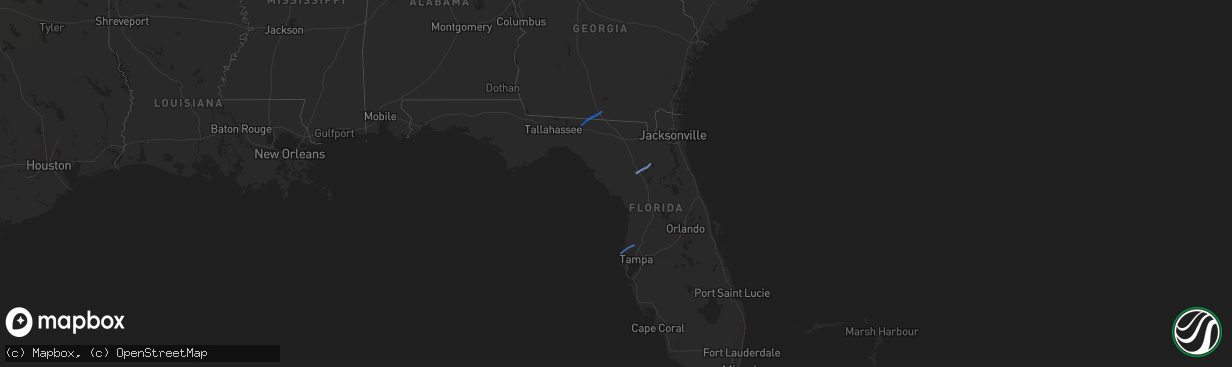 Hail map in Florida on November 29, 2020