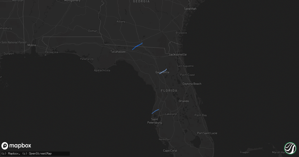 Hail map in Florida on November 29, 2020