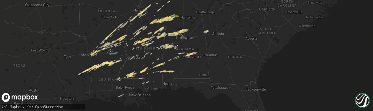 Hail map in Alabama on November 29, 2022