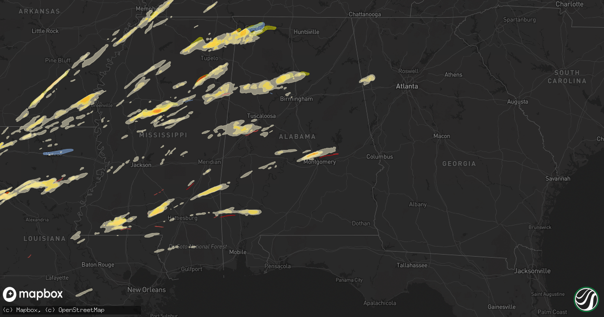 Hail map in Alabama on November 29, 2022