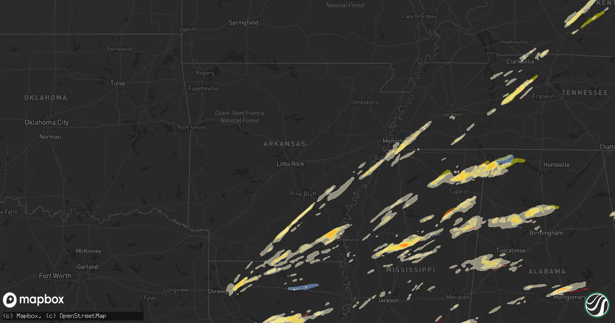 Hail map in Arkansas on November 29, 2022
