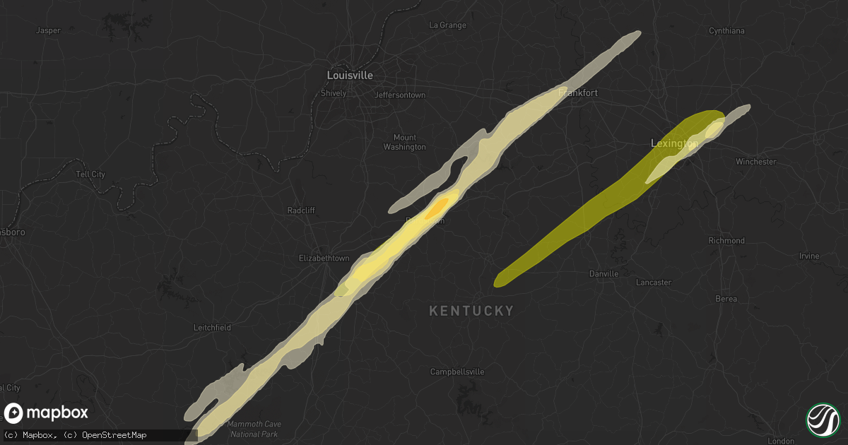 Hail map in Bardstown, KY on November 29, 2022