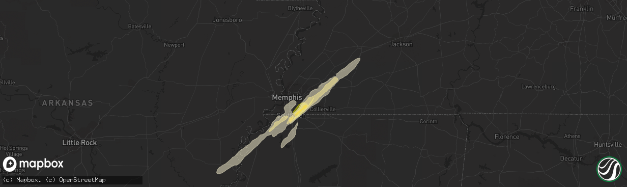 Hail map in Cordova, TN on November 29, 2022