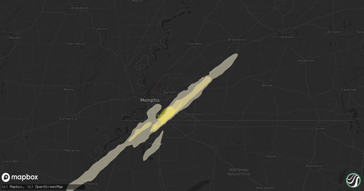 Hail map in Cordova, TN on November 29, 2022