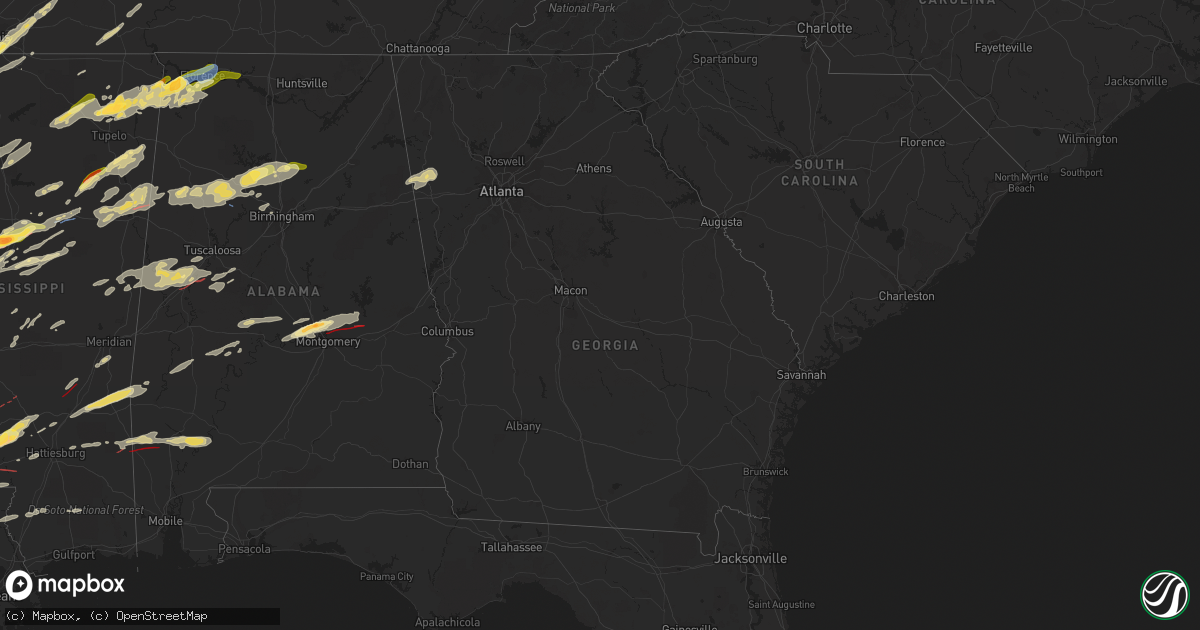 Hail map in Georgia on November 29, 2022
