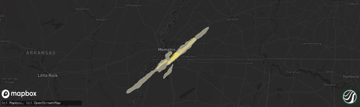 Hail map in Germantown, TN on November 29, 2022