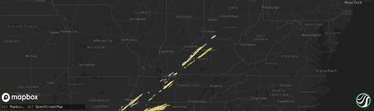 Hail map in Kentucky on November 29, 2022