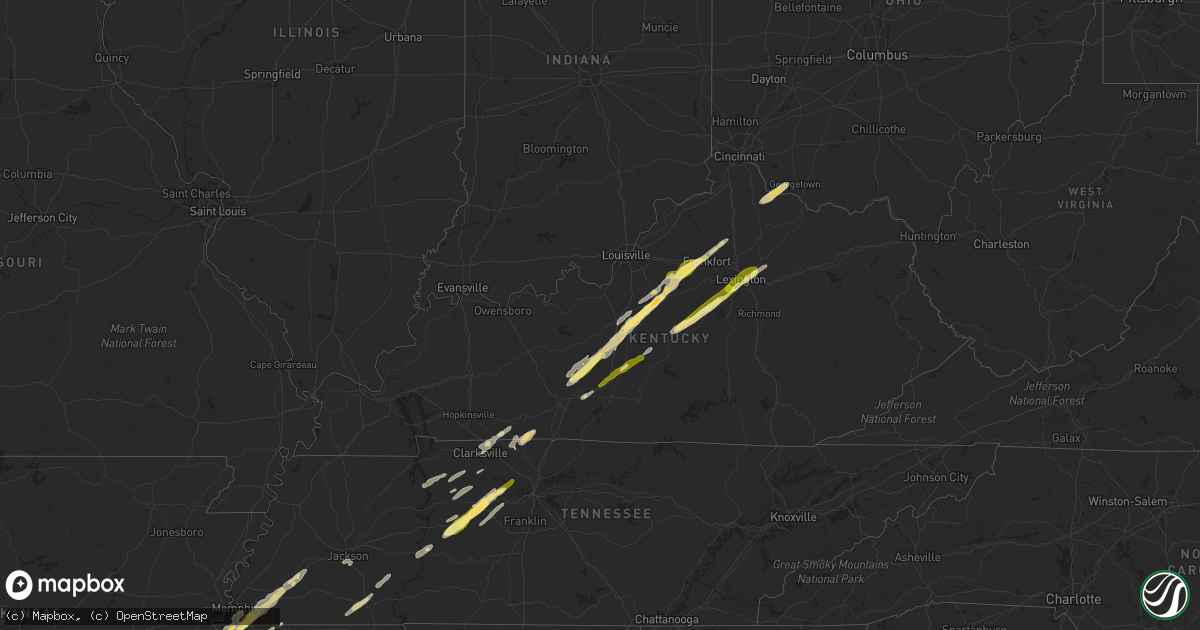 Hail map in Kentucky on November 29, 2022