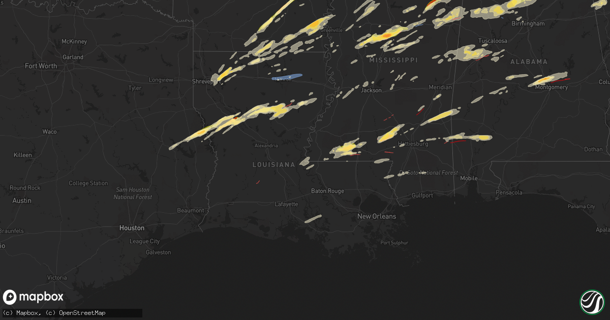 Hail map in Louisiana on November 29, 2022