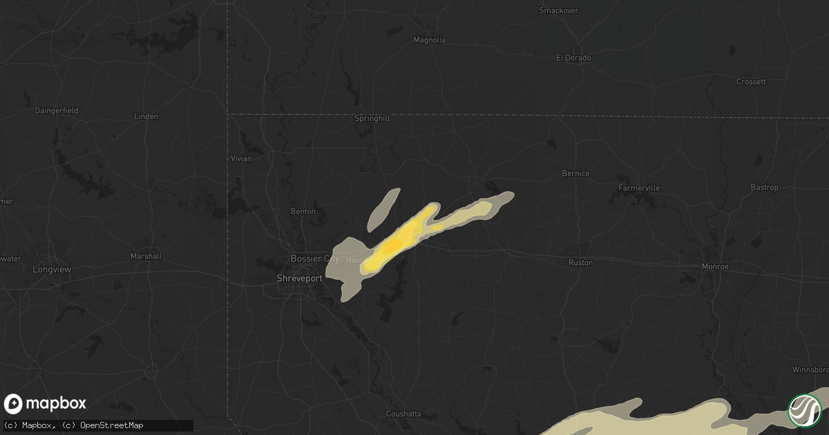 Hail map in Minden, LA on November 29, 2022