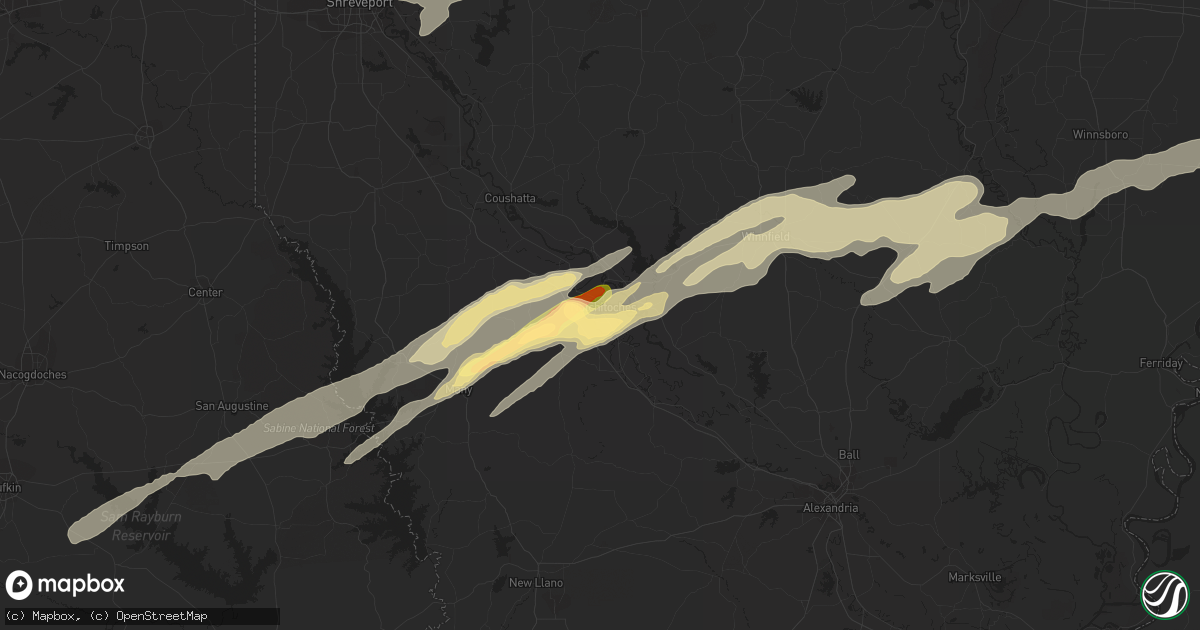 Hail map in Natchitoches, LA on November 29, 2022
