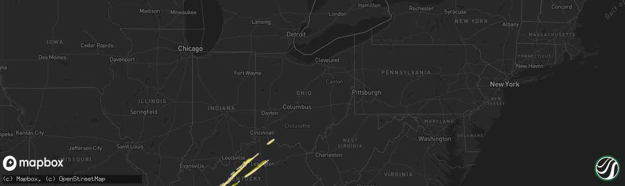 Hail map in Ohio on November 29, 2022