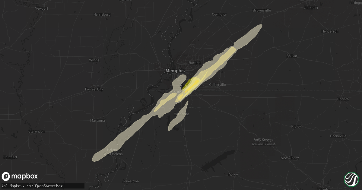 Hail map in Southaven, MS on November 29, 2022